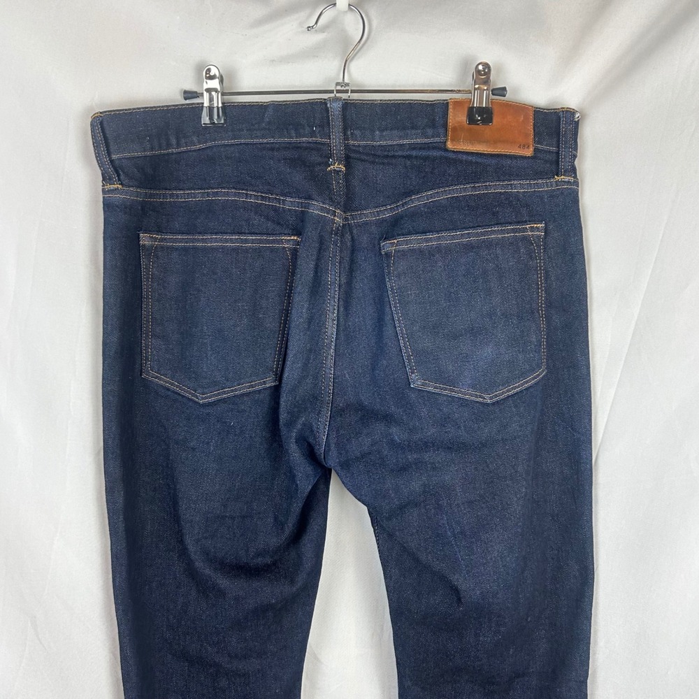 J.Crew 484 Slim Fit Jeans Dark Indigo Kurabo Japanese Denim Mens 35x32 - Picture 6 of 10